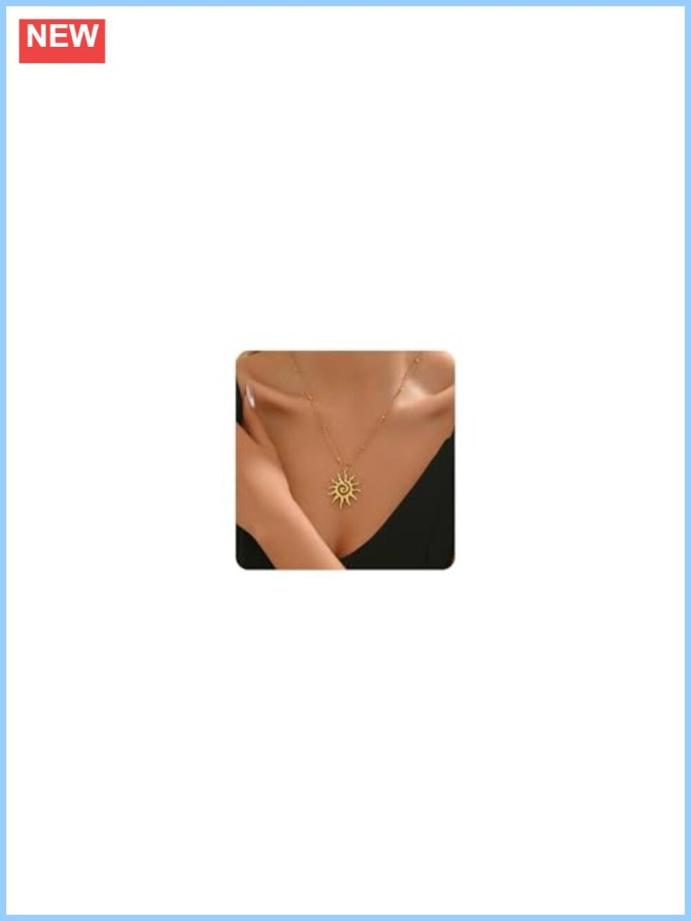 18K Gold Plated Horseshoe Sun Pendant Necklace Stainless Steel
